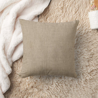 Beige Brown Linen Abstract Mid Century Modern MCM Throw Pillow