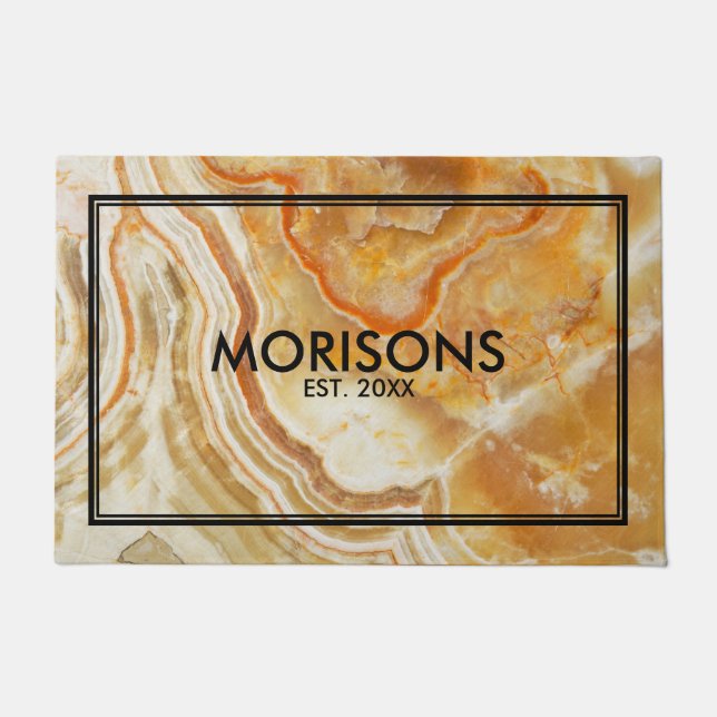 Beige & Brown Marble Stone Texture Doormat (Front)