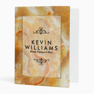 Beige & Brown Marble Stone Tin Gold Frame Mini Binder