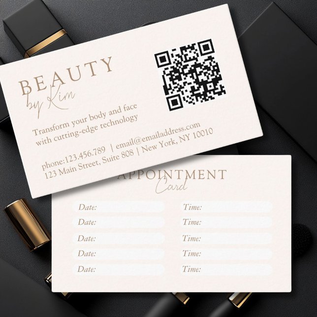 Beige & Brown, Minimal, Elegant, Salon Appointment Card (Beige & Brown, Minimal, Elegant, Salon Appointment Card)