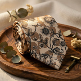 Beige Brown Neck Tie