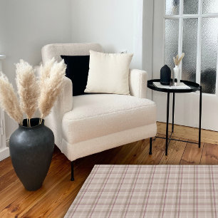 Beige Brown Neutral Framhouse Gingham Plaid Area  Rug