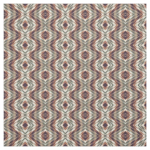 Beige Brown Olive Green Aztec Mosaic Pattern Fabric