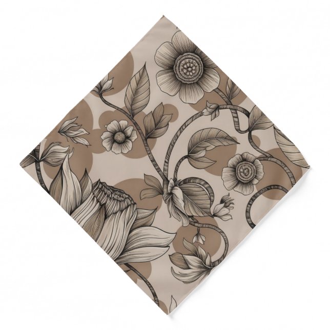 Beige Brown Pocket Square Bandana (Front)