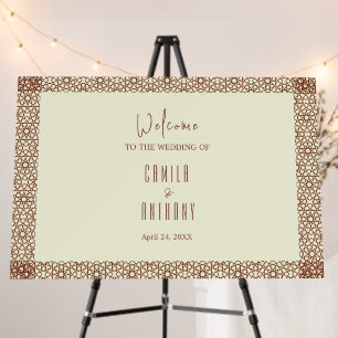Beige Brown Rustic Islamic Geometric Single Border Foam Board