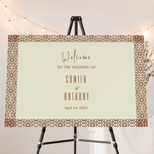 Beige Brown Rustic Islamic Geometric Single Border Foam Board (In Situ (Stand))