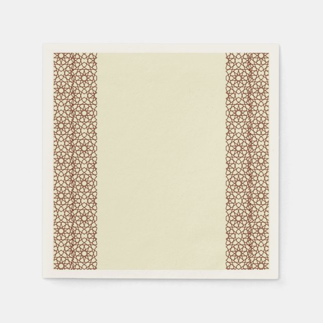 Beige Brown Rustic Islamic Geometric Single Border Napkins (Front)