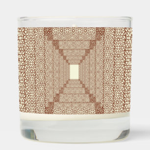 Beige Brown Rustic Islamic Geometric Single Border Scented Candle