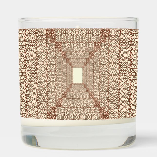 Beige Brown Rustic Islamic Geometric Single Border Scented Candle (Right)