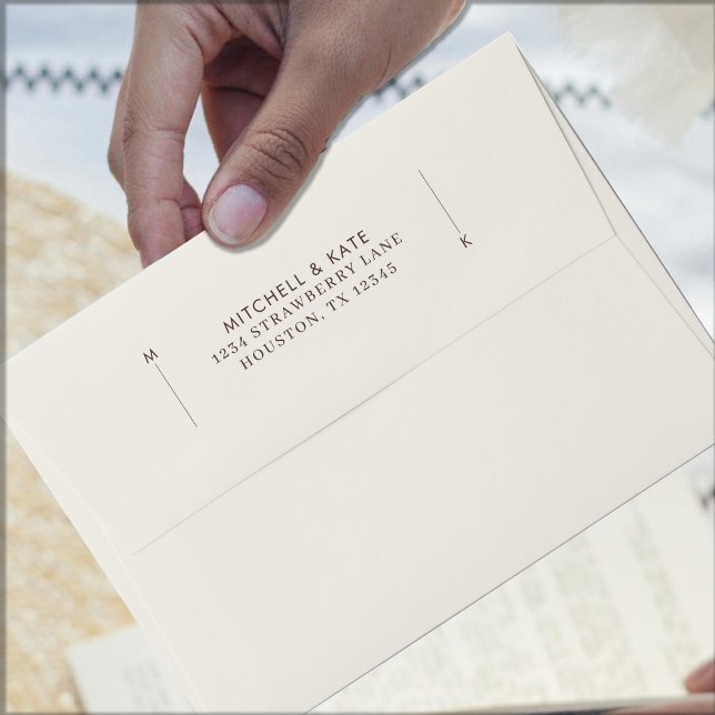 Beige Brown Simple Line Monogram Wedding Envelope (Beige Brown Simple Line Monogram Wedding Envelope)