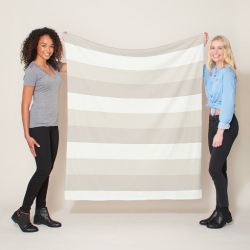 Beige Brown Striped Decorative Stylish Trendy Fleece Blanket