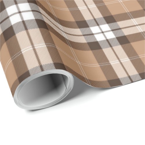 Beige Brown Tartan Plaid Scottish Pattern Wrapping Paper