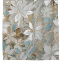 Beige Brown Teal Blue Floral