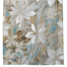 Beige Brown Teal Blue Floral