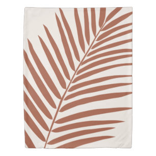 Beige Brown Terracotta Palm Leaf Tropical Duvet Co