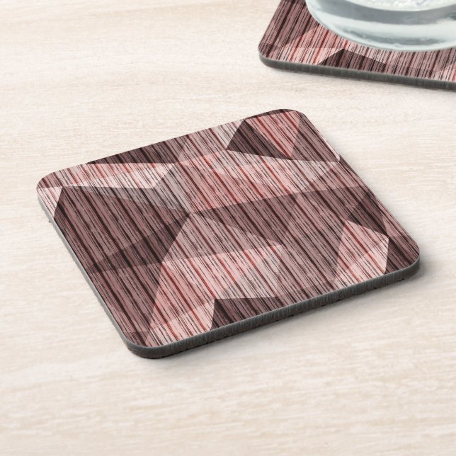 Beige, brown textured polygonal beverage coaster (Left Side)