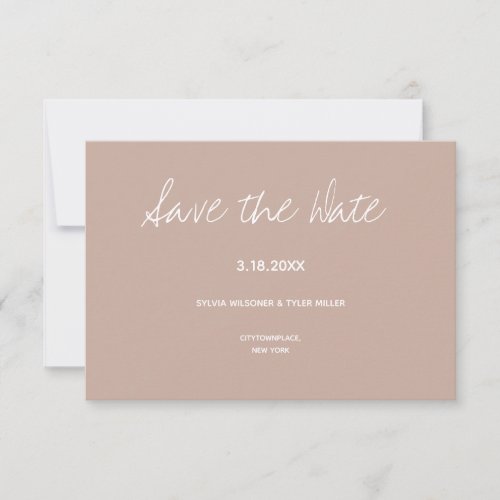 Beige Brown Typography Minimalist Wedding Save The Date
