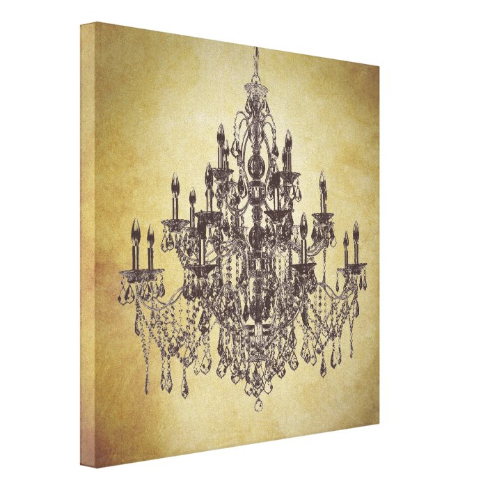 Beige Brown Vintage Chandelier Canvas Art Print Zazzle Com