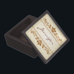 Beige & Brown Vintage Damasks & Floral Swirls Gift Box<br><div class="desc">Elegant vintage damasks and floral swirls design in brown and light beige color tones. Custom and optional monogram</div>