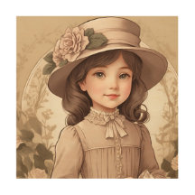 Beige Brown Vintage Girl Portrait