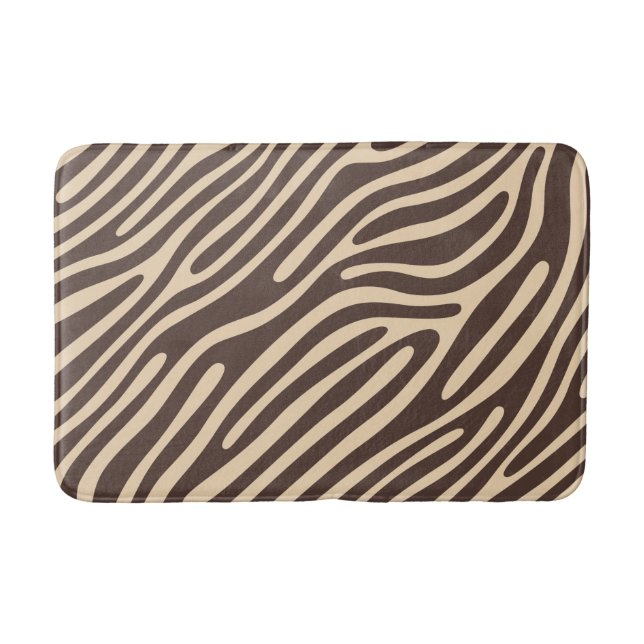 beige brown zebra strip bath mat (Front)