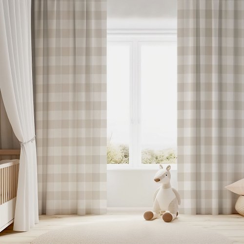 Beige Buffalo Check Blackout Curtains