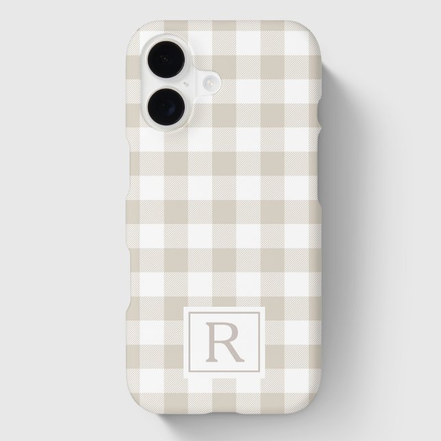 Beige Buffalo Check Custom Initial Case-Mate iPhone Case (Creator Uploaded)