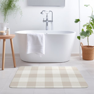 Beige Buffalo Check Modern Farmhouse Bath Mat