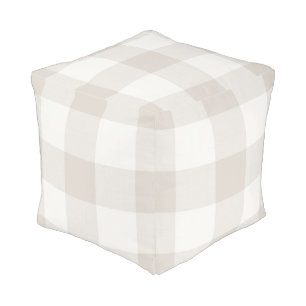 Beige Buffalo Check Modern Farmhouse Decor Pouf