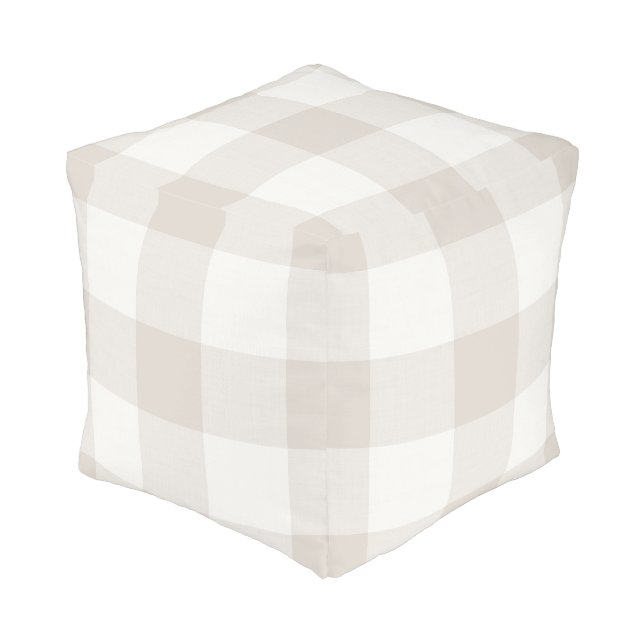 Beige Buffalo Check | Modern Farmhouse Decor Pouf (Angled Front)