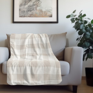 Beige Buffalo Check Modern Farmhouse Sherpa Blanket