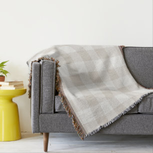 Beige Buffalo Check Modern Farmhouse Throw Blanket