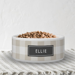 Beige Buffalo Check Monogram | Editable Colors Bowl