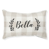 Beige Buffalo Check Monogram | Modern Farmhouse Pet Bed