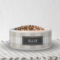 Beige Buffalo Check Name Monogram Bowl