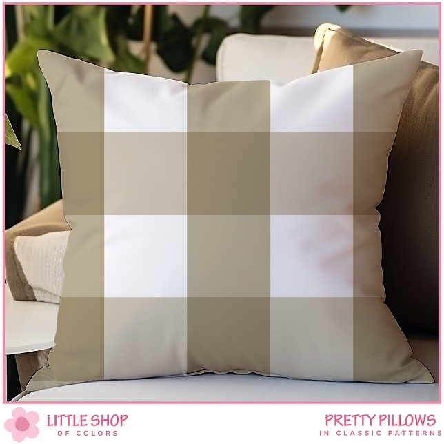 Beige Buffalo Check Throw Pillow (Creator Uploaded)