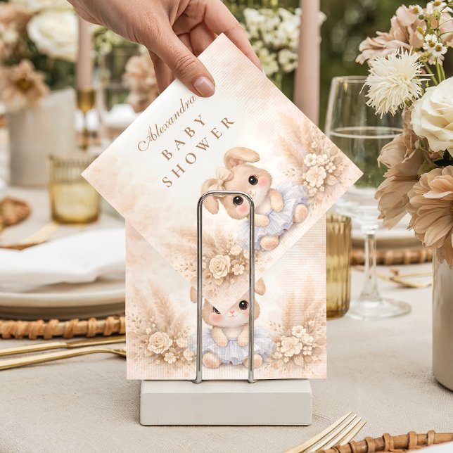 Beige Bunny Floral Baby Shower Napkins (Creator Uploaded)