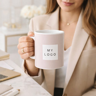 Beige business logo coffee mug