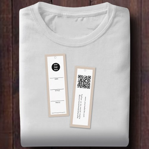 Beige Business Logo Hang Tag Clothes Swing QR Code