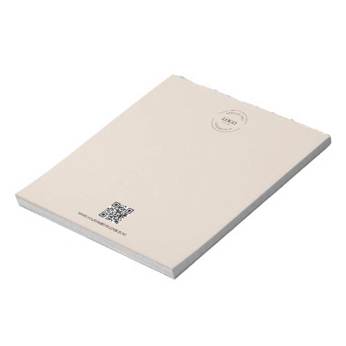 Beige Business Logo QR CODE website Promotional Notepad