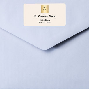 Beige business logo return address shipping label