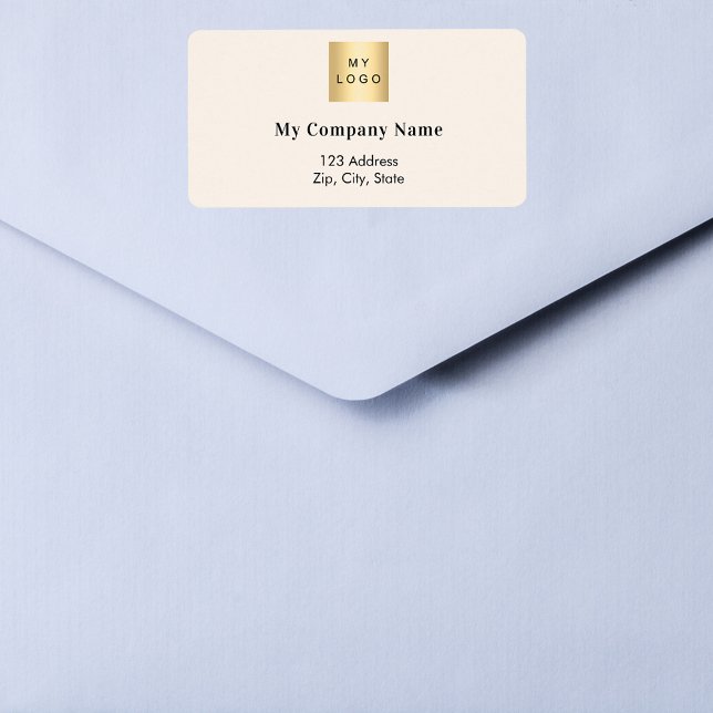 Beige business logo return address shipping label (Creator Uploaded)