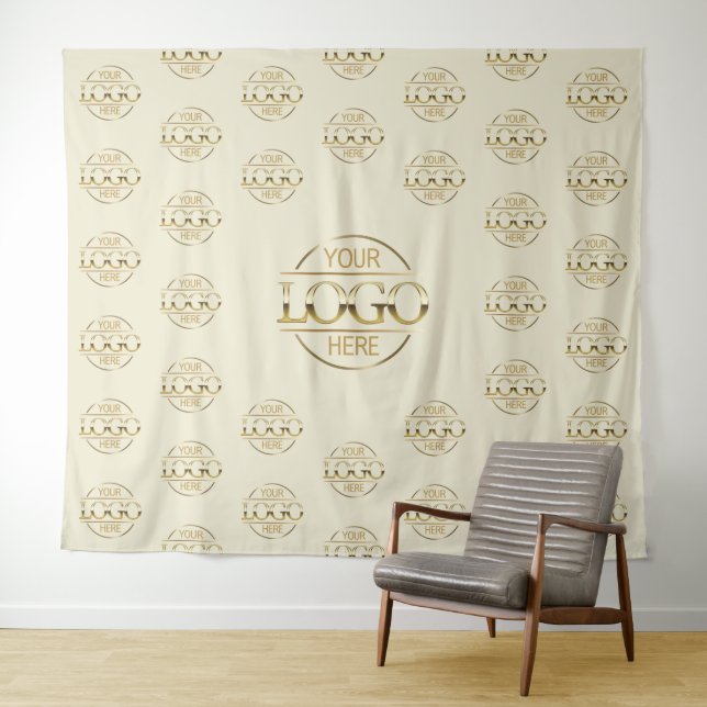 Beige Business Logo Step & Repeat Backdrop Banner (In Situ (Horizontal))