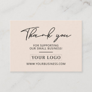 Beige Business Logo Thank you Product Care Business Card
