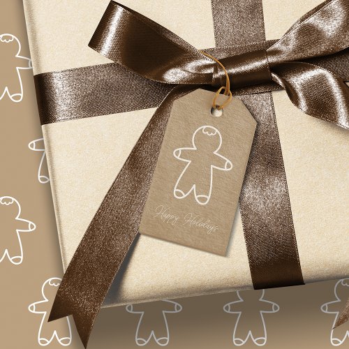 Beige C6A27F Gingerbread Man Holiday Gift Tag