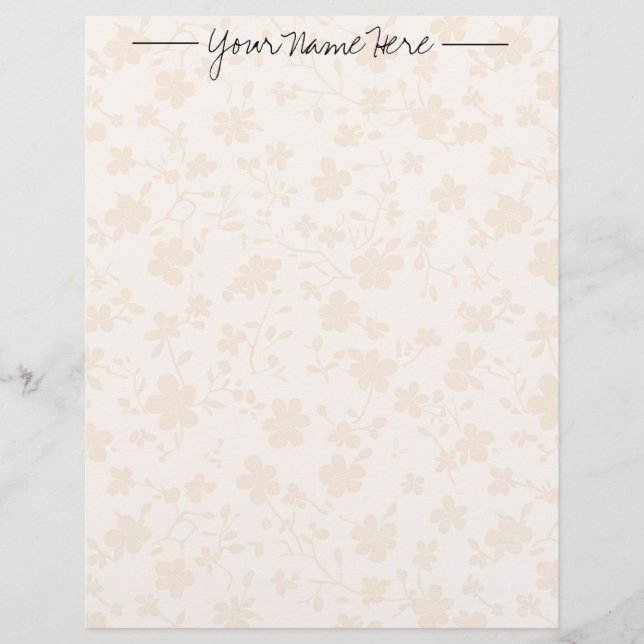 Beige Calico Personalized Stationery Paper (Front)