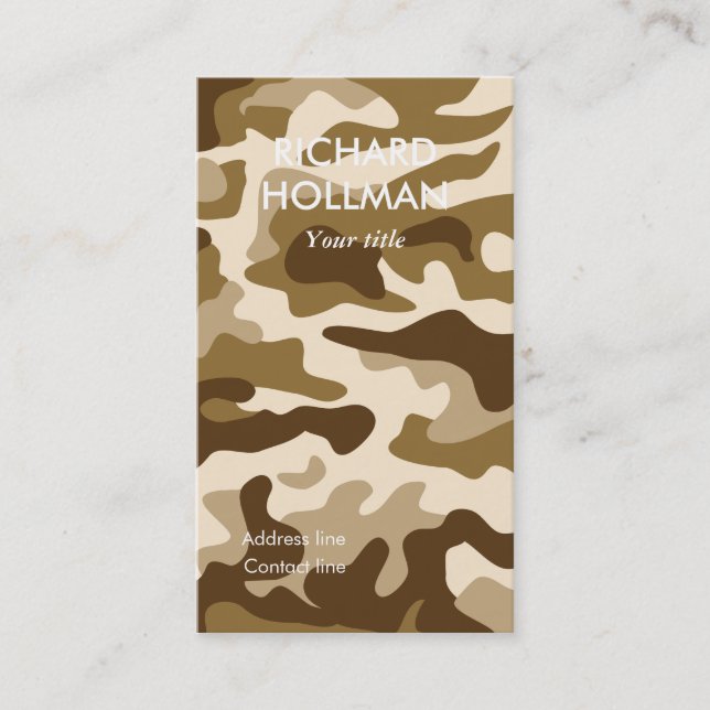 Beige camouflage pattern business card (Front)