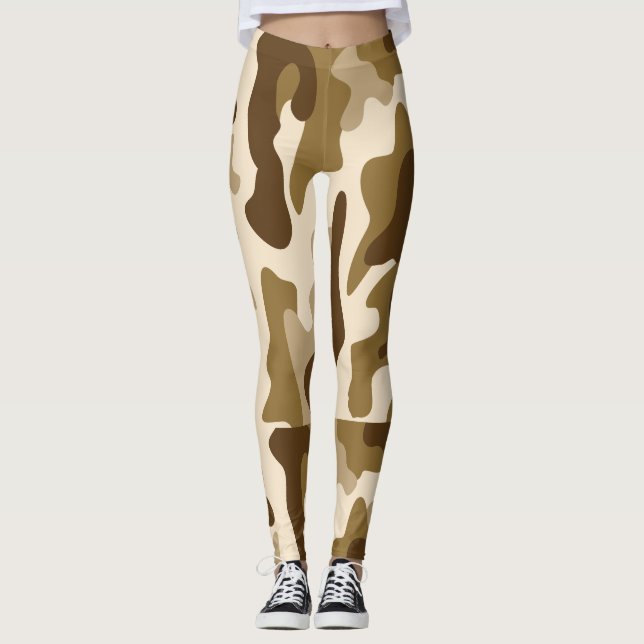 Beige camouflage pattern leggings (Front)