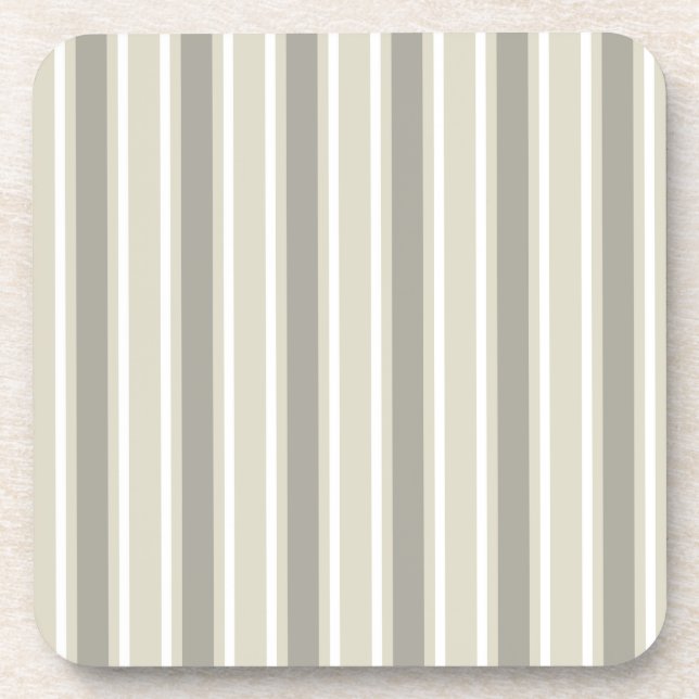 Beige candy stripes beverage coaster (Front)
