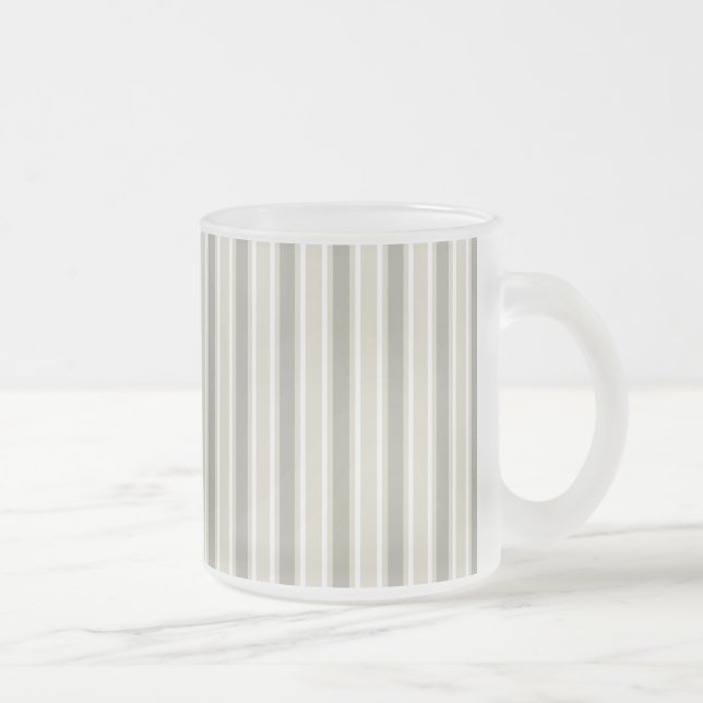 Beige candy stripes frosted glass coffee mug (Right)